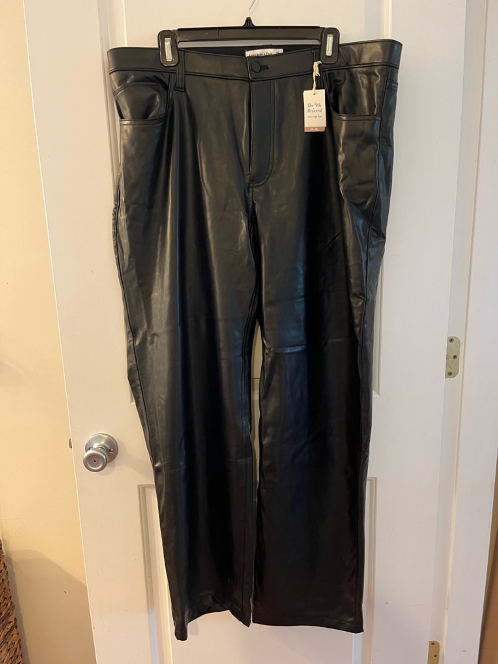 Abercrombie and Fitch Faux Leather High-Waist Wide-Leg Pants